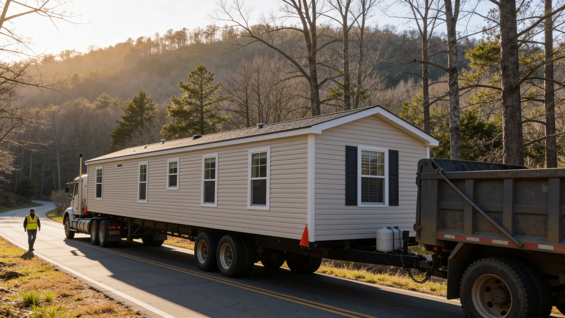 A toter truck hauling a manufactured home in South Carolina under a Section 31-17-360 moving permit